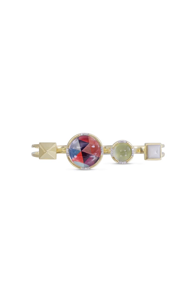 LuvMyJewelry Envy Me Multifinger Prehnite Moonstone Gemstone Diamond Y Gold Plated Silver Ring, Main, color, 