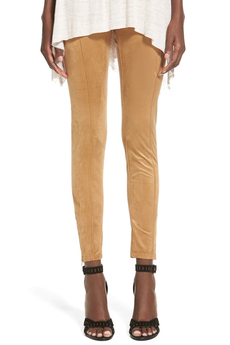 Faux Suede Leggings, Main, color, TAN DALE