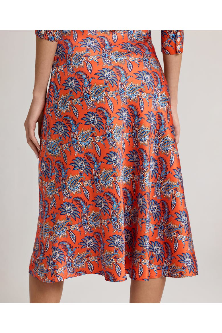 Sidney Liberty Silk Satin Midi Slip Skirt, Alternate, color, Fiery Red Orange Paisley