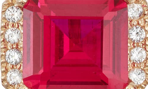 Fzn 10k Gold Ruby & Lab Created White Sapphire Stud Earrings