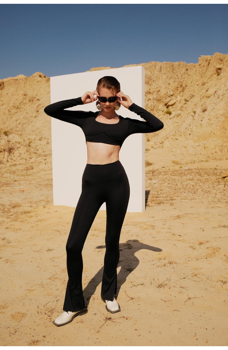 PCFG Free Heaven Long Sleeve Crop Top, Alternate, color, Black