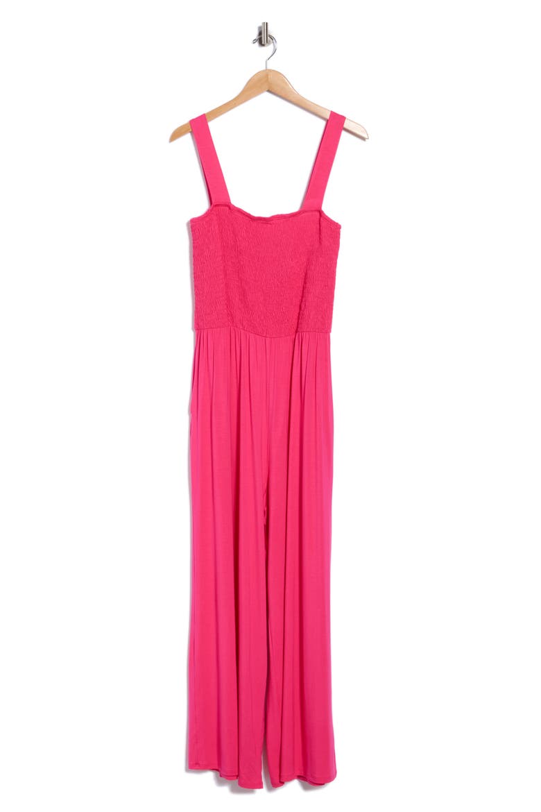 Smocked Wide Leg Jumpsuit, Alternate, color, DUSTY PINK
