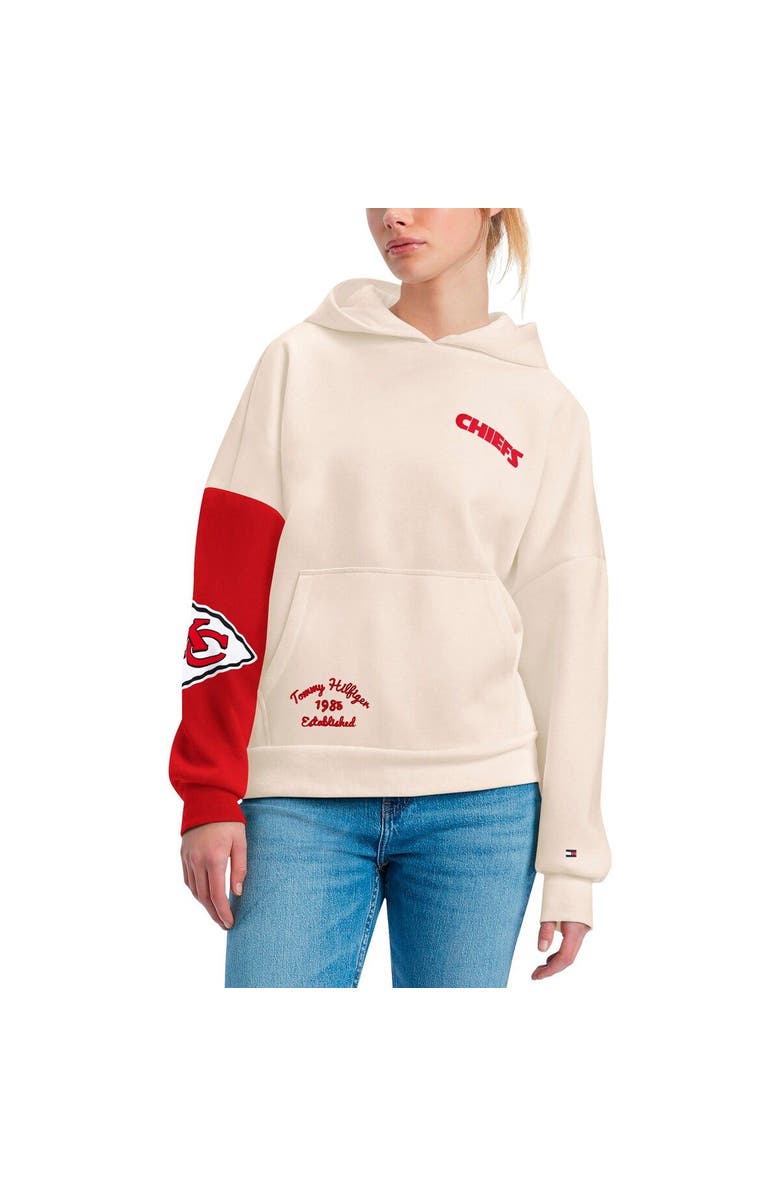 Tommy Hilfiger Women's Tommy Hilfiger Cream/Red Kansas City Chiefs Harriet Pullover Hoodie, Main, color, 