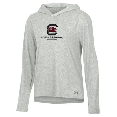 Under Armour Heather Gray South Carolina Gamecocks Breezy Long Sleeve Hoodie T-shirt In Gray