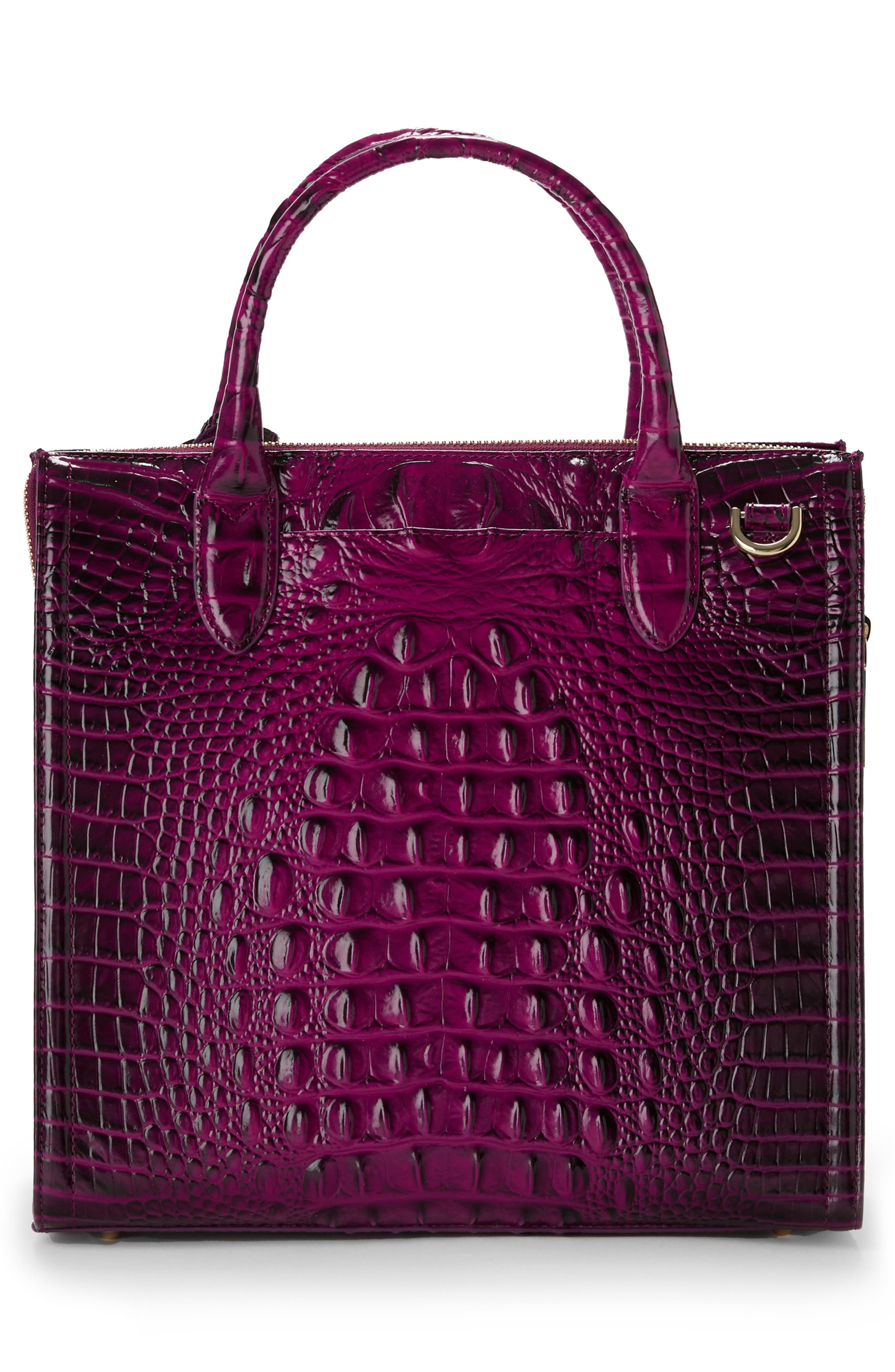 Caroline Croc Embossed Leather Satchel, Alternate, color, SUGAR PLUM