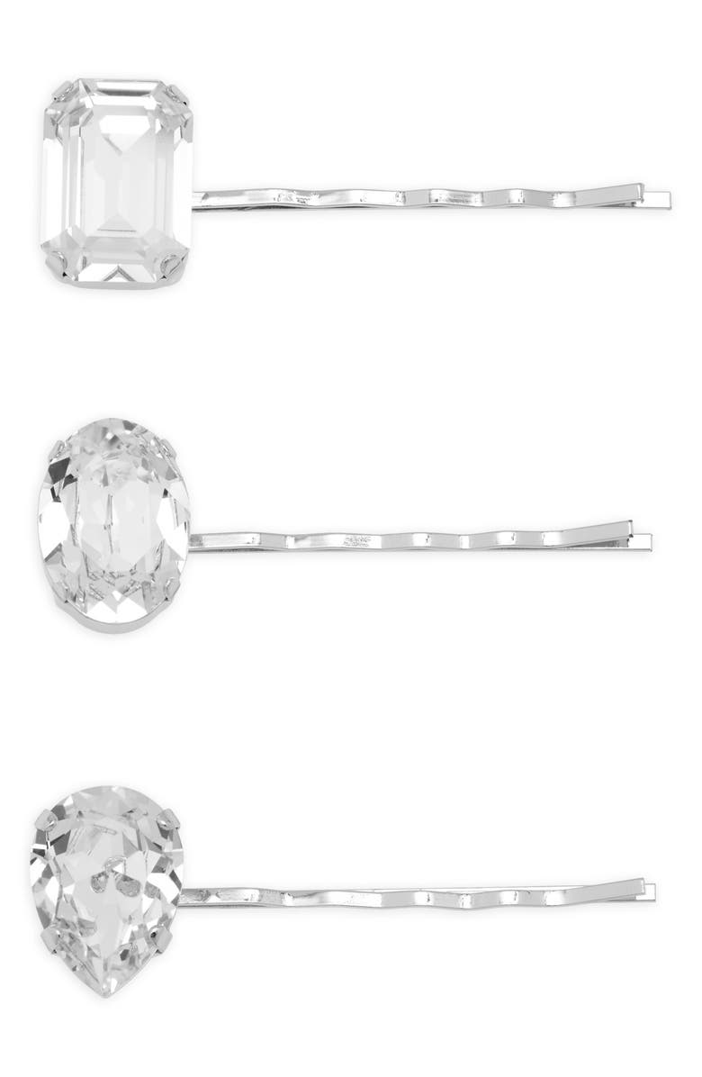 Jennifer Behr Karina Assorted 3-Pack Czech Crystal Bobby Pins, Main, color, Crystal