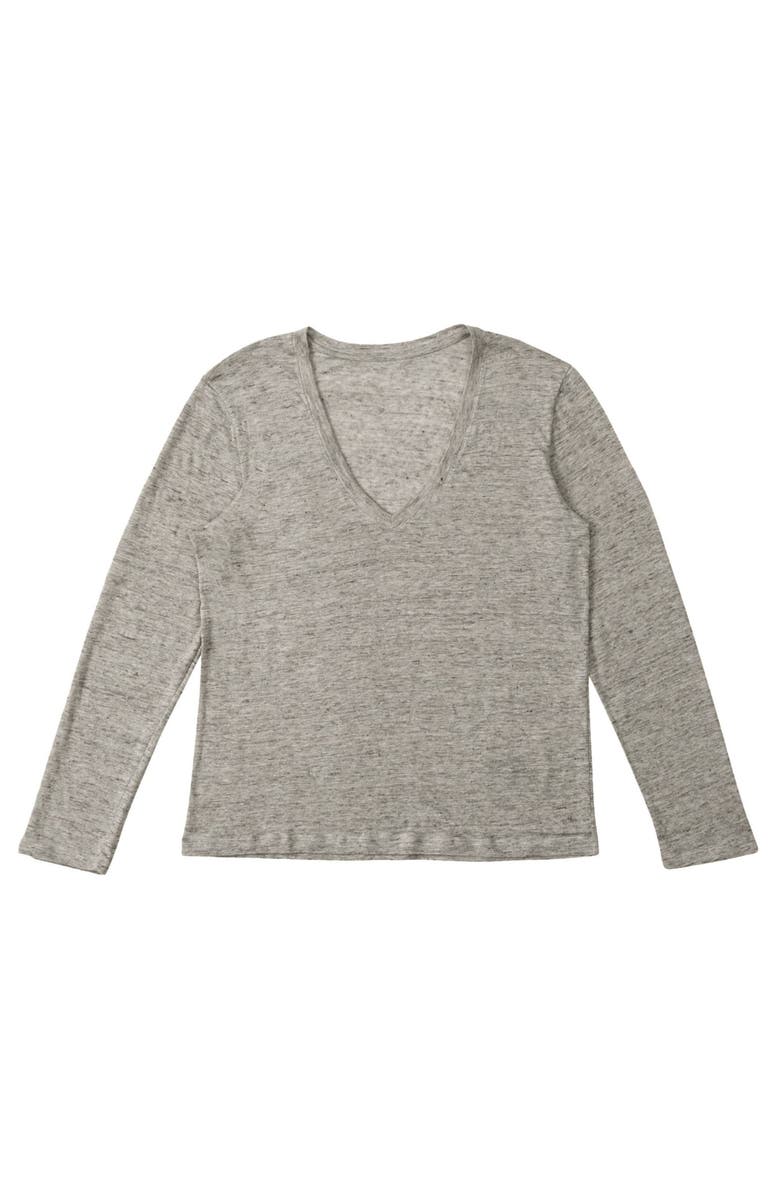 Fortela Long Sleeve Linen T-Shirt, Main, color, Grey