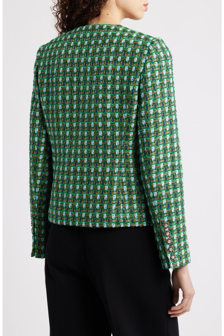 The Eleni Double Breasted Tweed Blazer, Alternate, color, PARROT GREEN TWEED