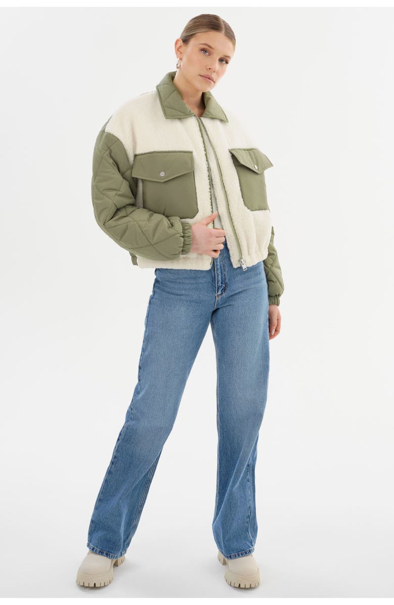 LAMARQUE PEYTON | Mixed Media Bomber Jacket, Alternate, color, 