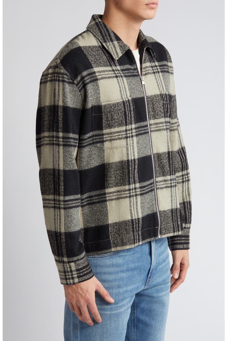 Spring Plaid Zip Shirt Jacket, Alternate, color, SMOKE BEIGE/ NOIR