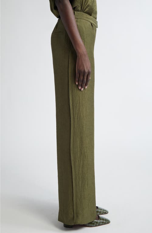 Jason Wu Collection Crinkled Satin Straight Leg Trousers In Green