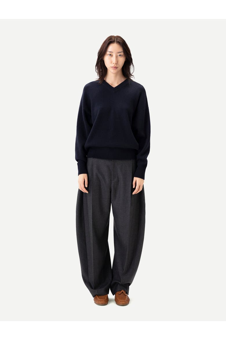Barrel-Leg Cashmere Pants, Alternate, color, charcoal