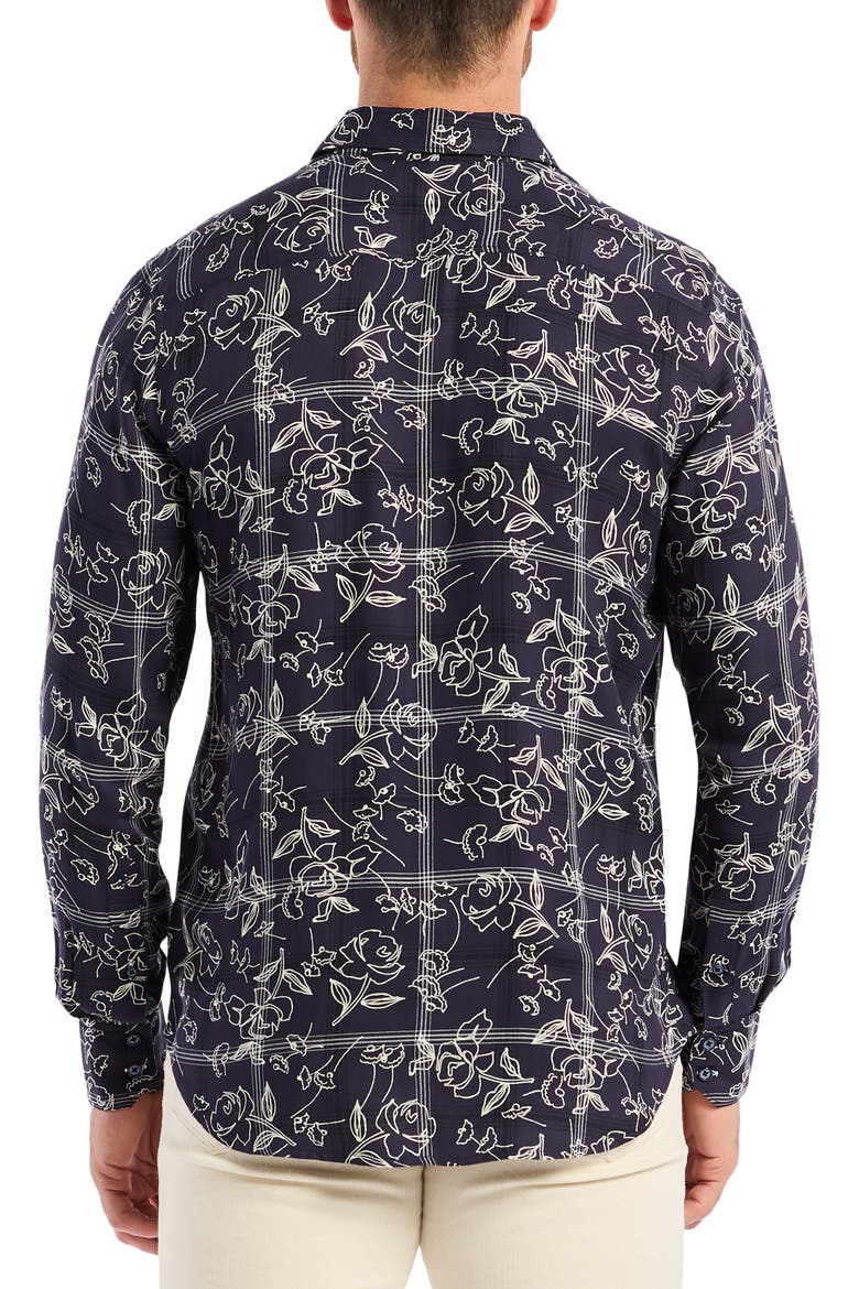 Essex Floral Button-Up Shirt, Alternate, color, NAVY