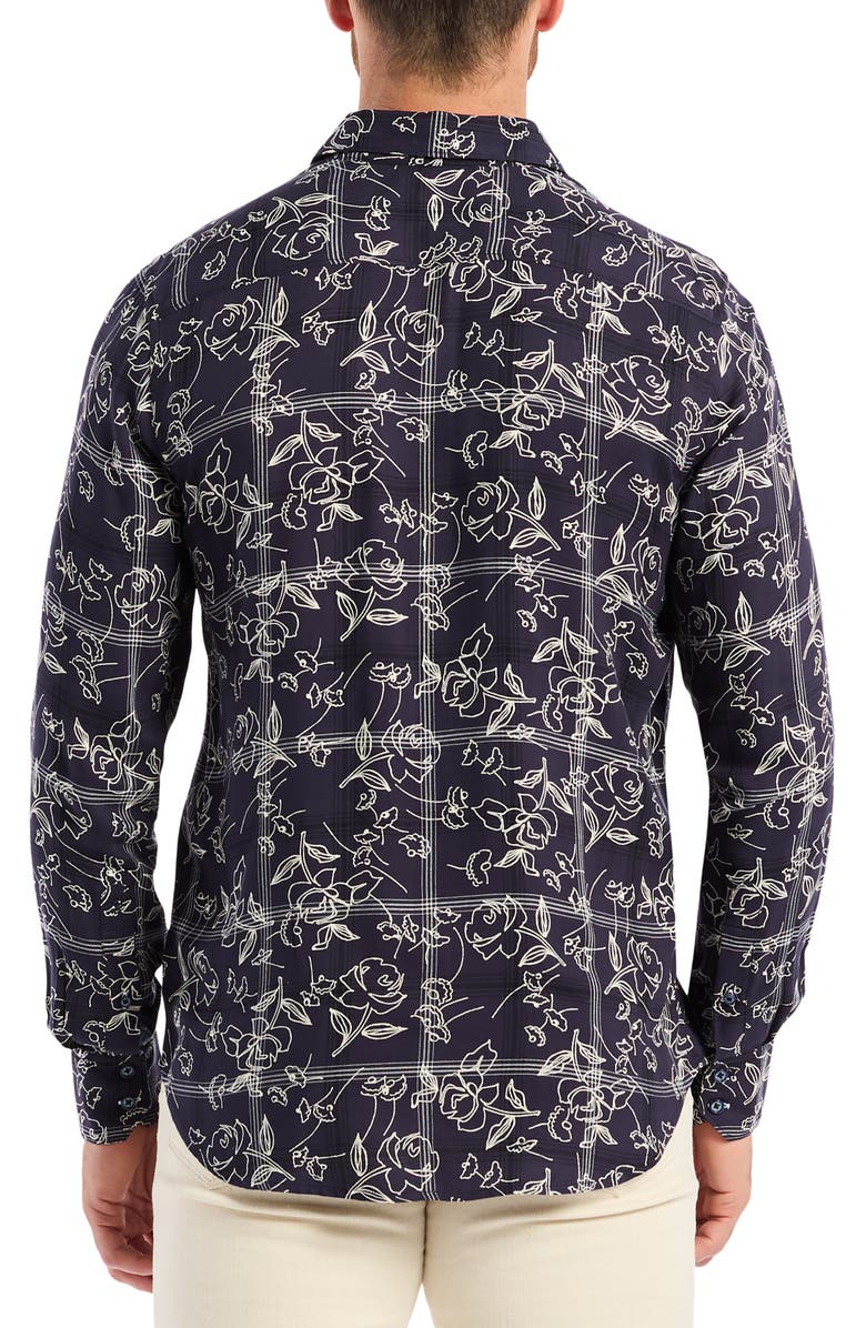 Robert Graham Essex Floral Button-Up Shirt, Alternate, color, Navy