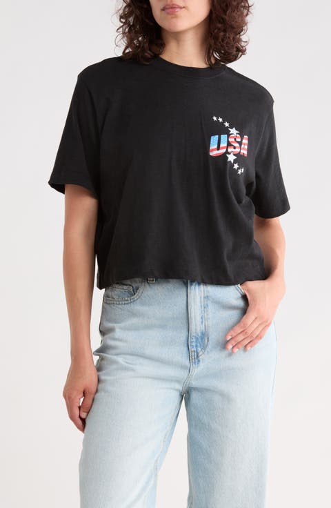 USA Soccer Crop Graphic T-Shirt
