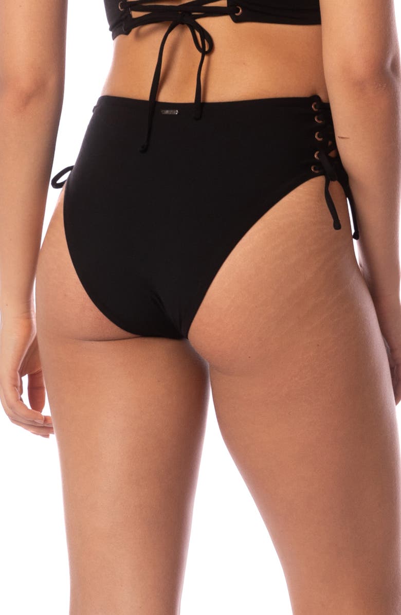 Maaji Oasis Lace-Up Reversible Bikini Bottoms, Alternate, color, Black