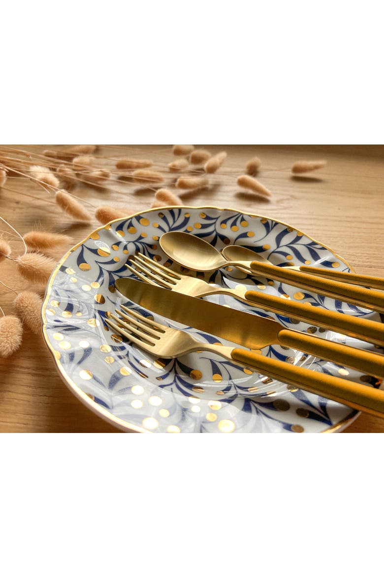 Fantasia Ice Gold Flatware Set - 43 Pieces, Alternate, color, Mustard