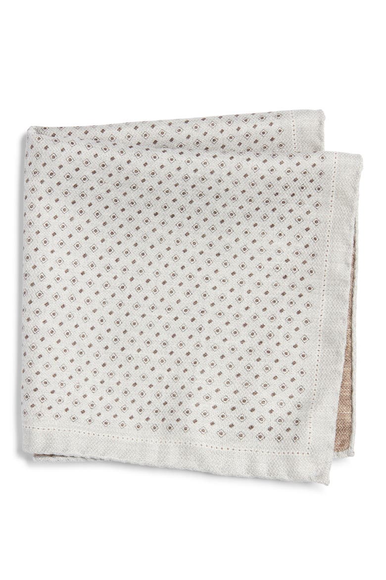 Muriel Reversible Silk Pocket Square, Main, color, SAND