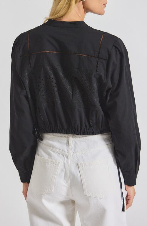 Derek Lam 10 Crosby Malory Garden Tile Cotton Eyelet Button-up Shirt In Black