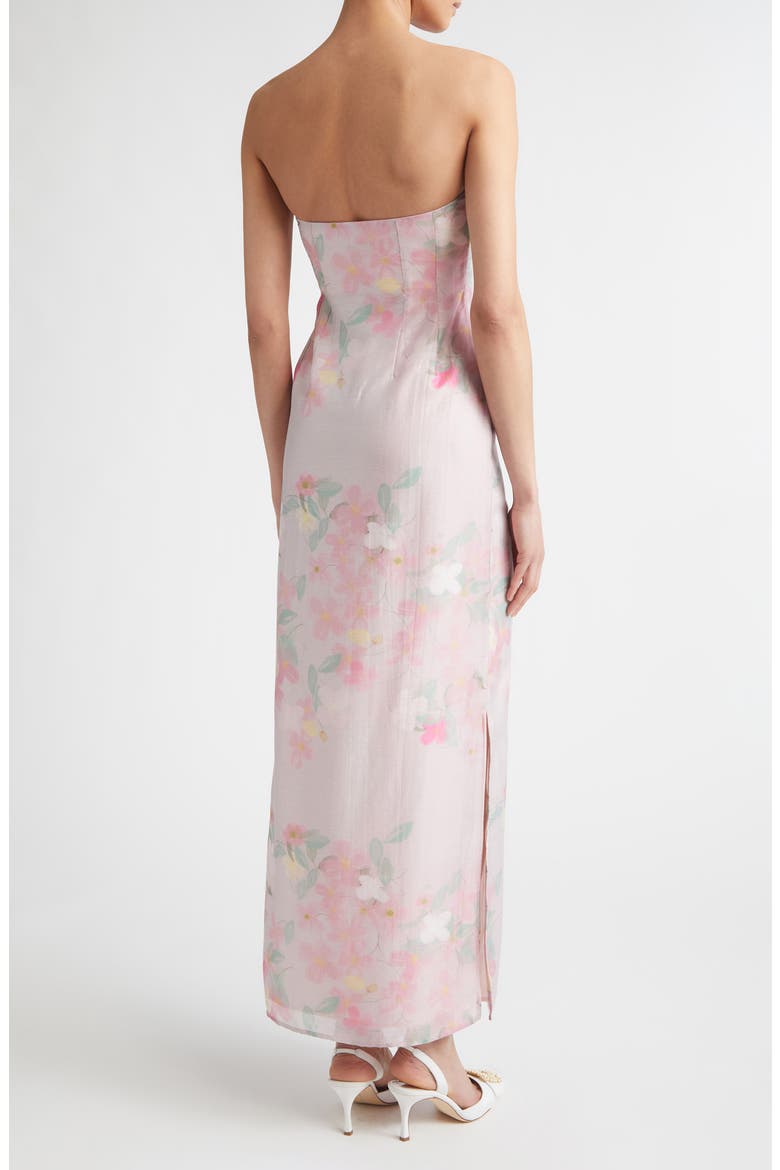 Elora Clematis Print Strapless Dress, Alternate, color, CLEMATIS MONTANA - PINK