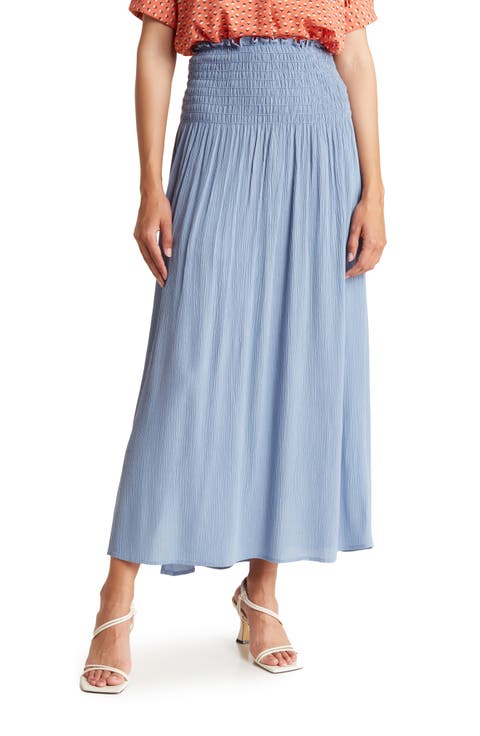 Smocked Crinkled Maxi Skirt