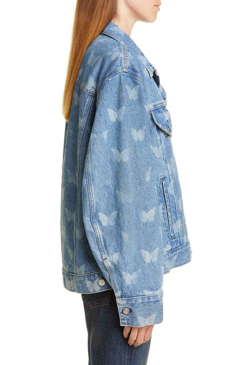 Sandy Liang Morpho Butterfly Print Denim Jacket, Alternate, color, 