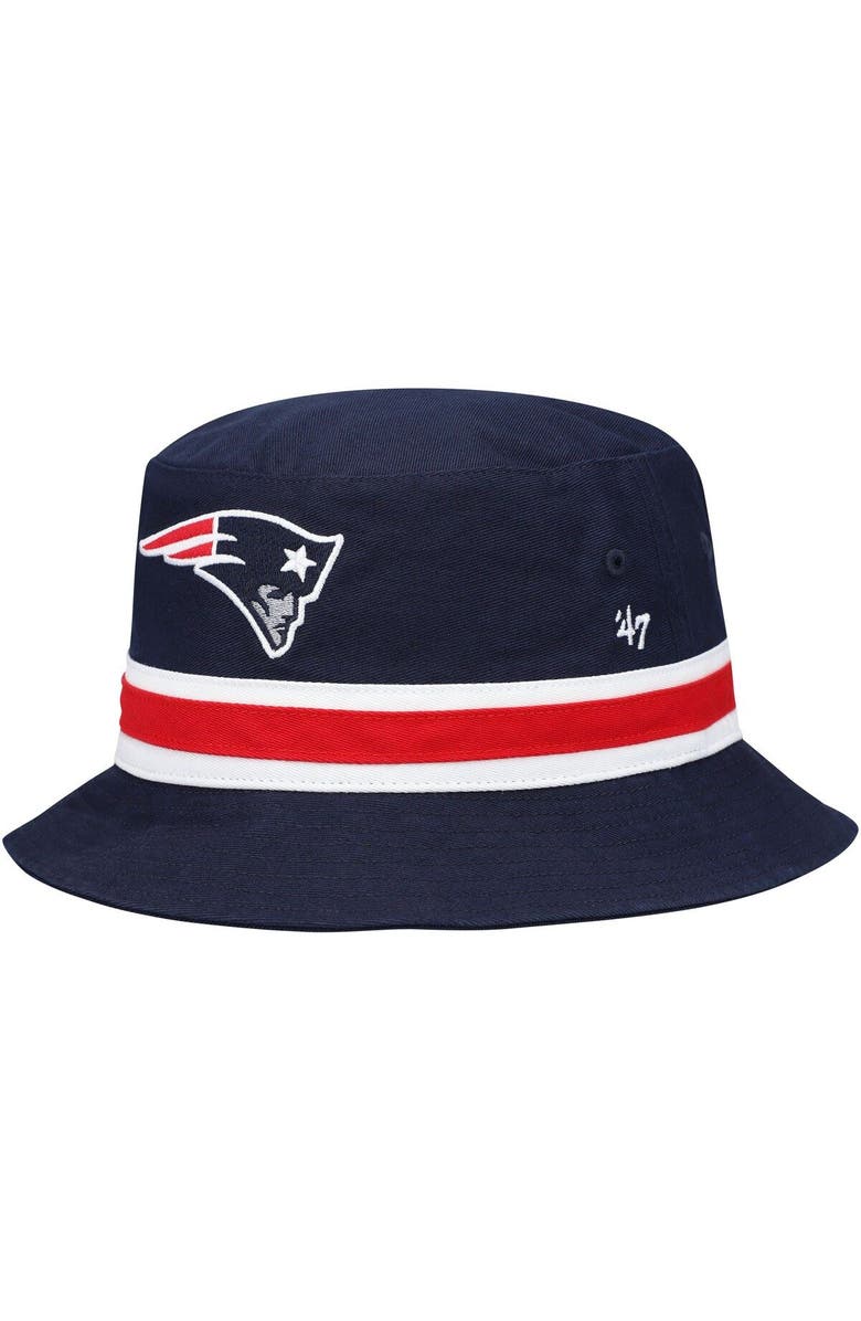 '47 Men's '47 Navy New England Patriots Striped Bucket Hat, Main, color, 