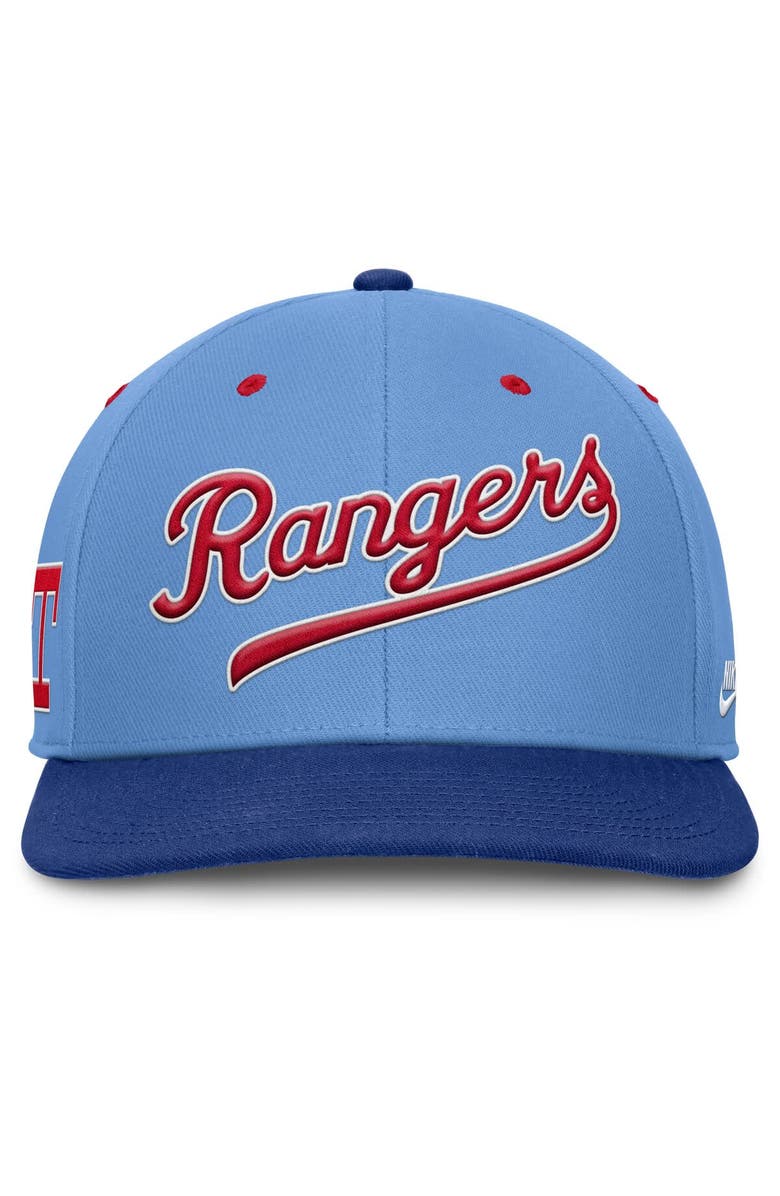 Nike Men's Nike Light Blue/Royal Texas Rangers Cooperstown Collection Pro Performance Snapback Hat, Alternate, color, 