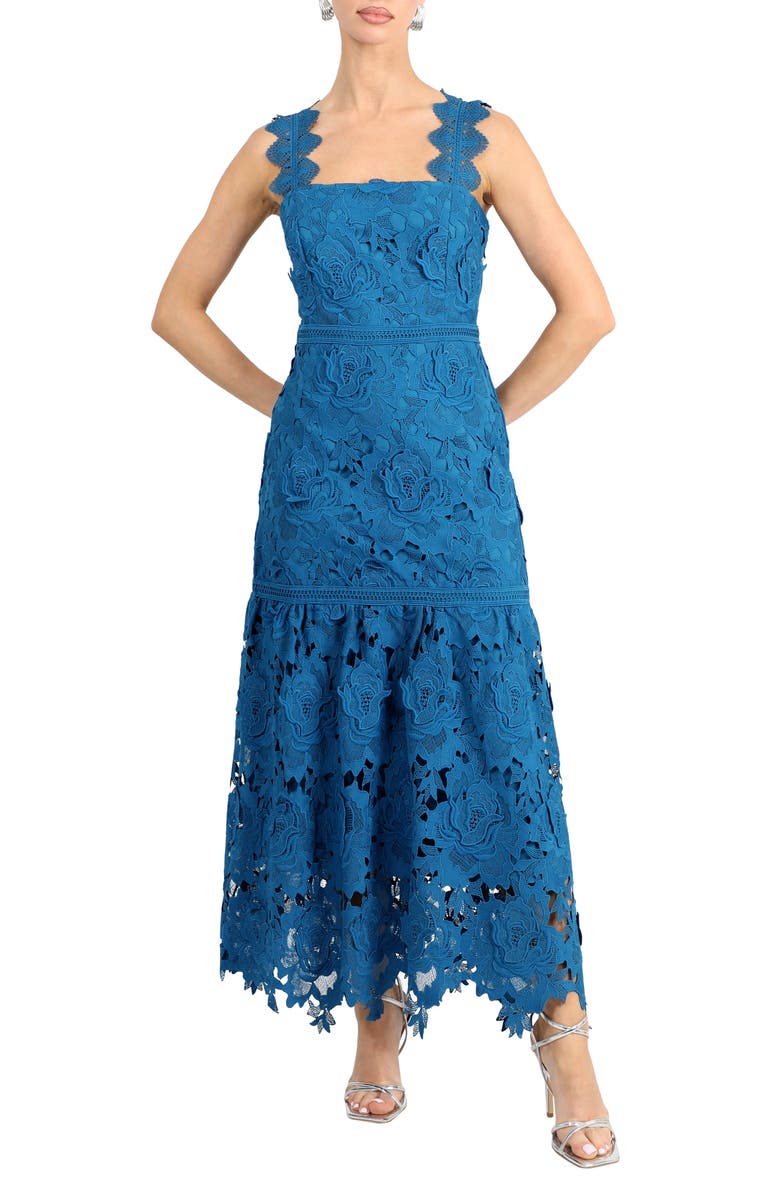 Adelyn Rae Karia Drop Waist Lace Midi Dress, Alternate, color, 