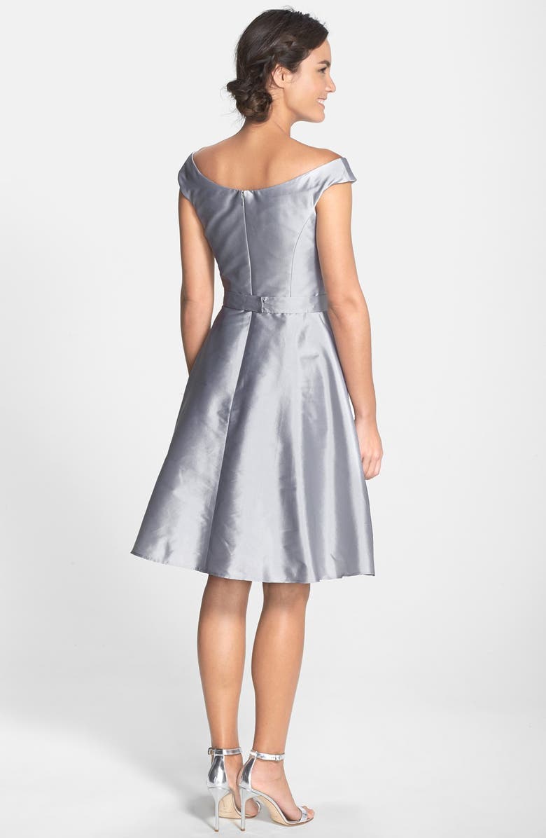 Alfred Sung Dupioni Fit & Flare Dress, Alternate, color, 