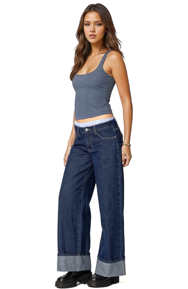 EDIKTED Essy Square Neck Tank, Alternate, color, Navy