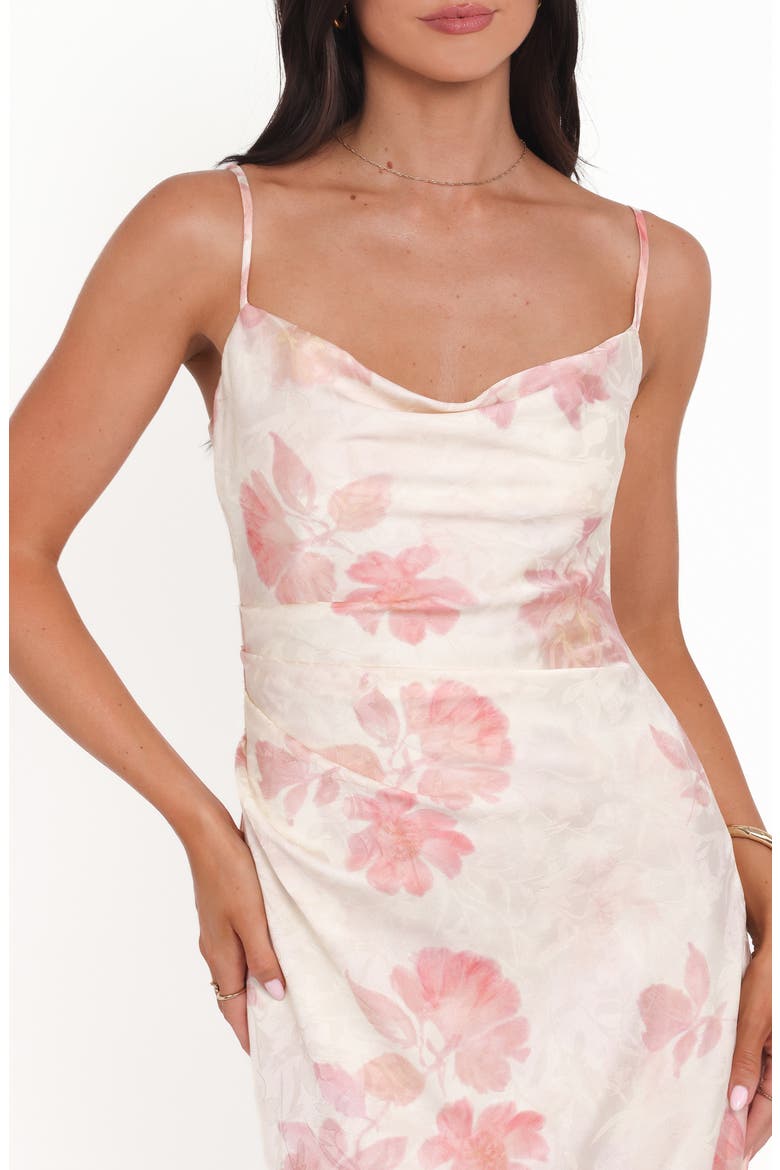 Sandrine Floral Satin Midi Dress, Alternate, color, PINK FLORAL