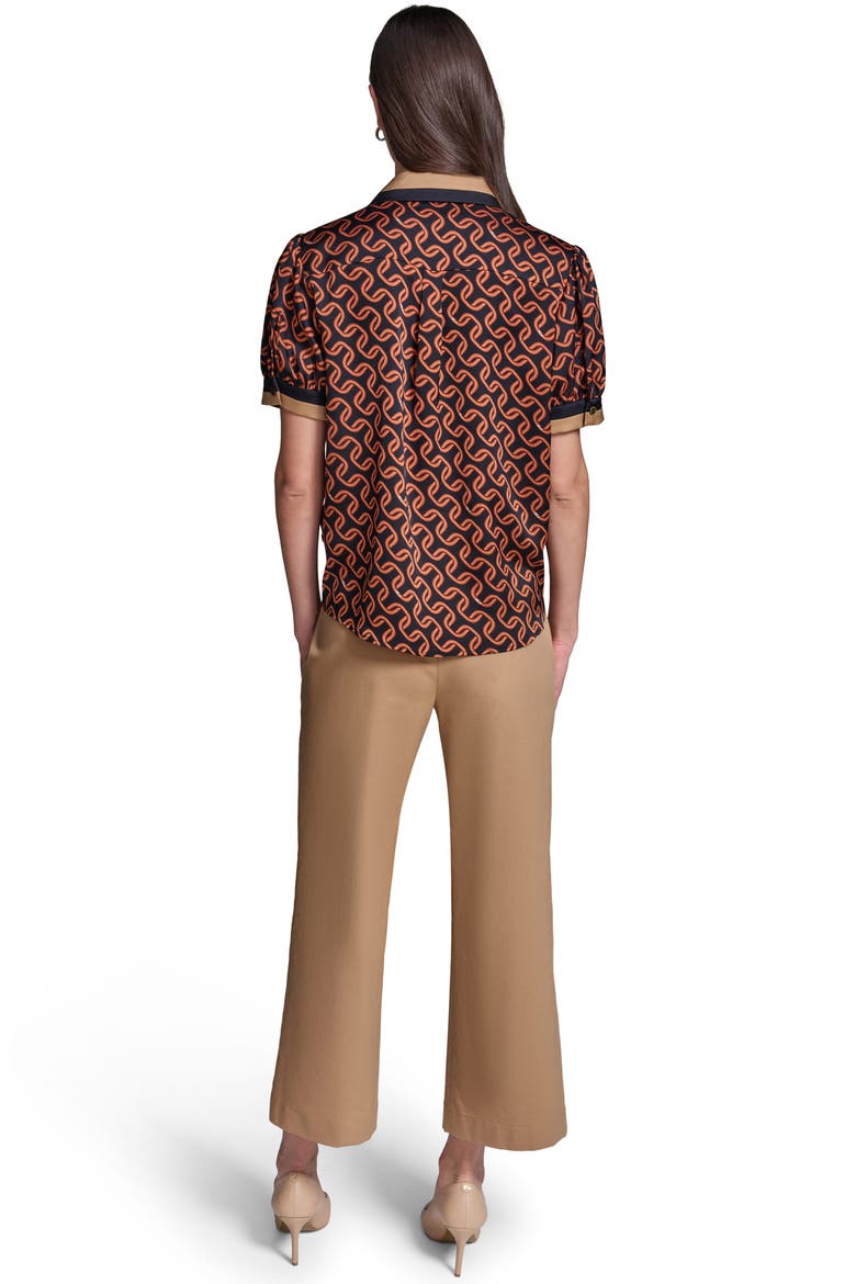 Print Crossover Button Top, Alternate, color, MIDNIGHT NAVY/ SIENNA