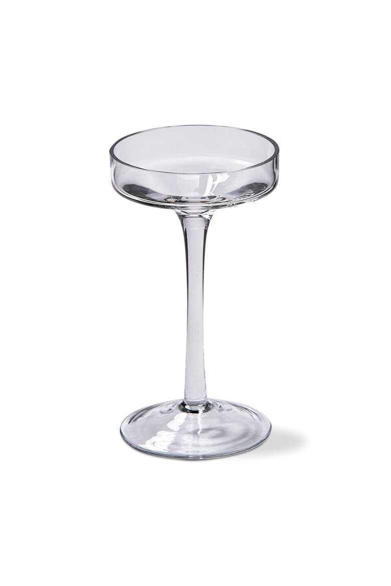 Paloma Pulled Clear Glass Stem Pillar Candle Holder Small, Main, color, White