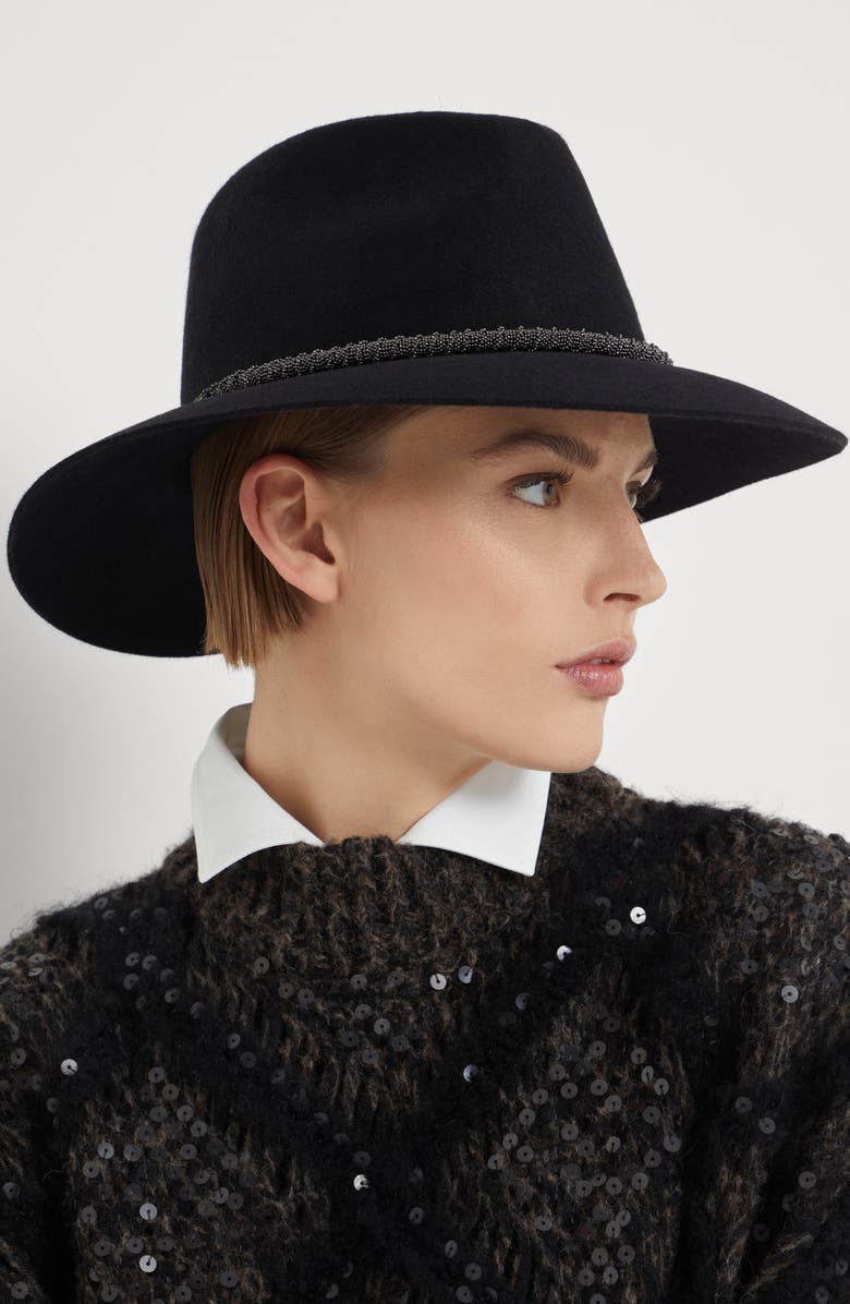 Brunello Cucinelli Felt Precious Braided Band fedora, Alternate, color, 