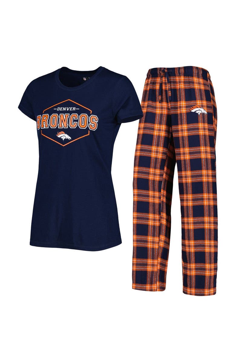 CONCEPTS SPORT Women's Concepts Sport Navy/Orange Denver Broncos Badge T-Shirt & Pants Sleep Set, Main, color,