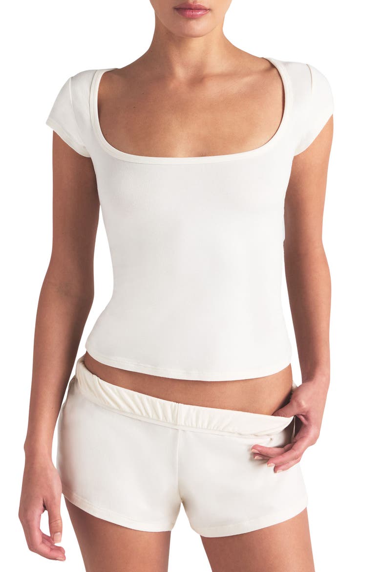 Scoop Neck Cotton Blend Jersey T-Shirt, Main, color, MARBLE