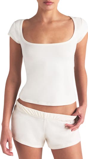 Scoop Neck Cotton Blend Jersey T-Shirt