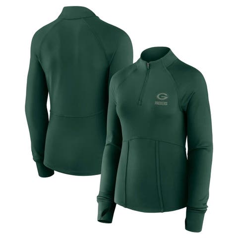Women's Fanatics  Green Green Bay Packers Elements Raglan Quarter-Zip Jacket