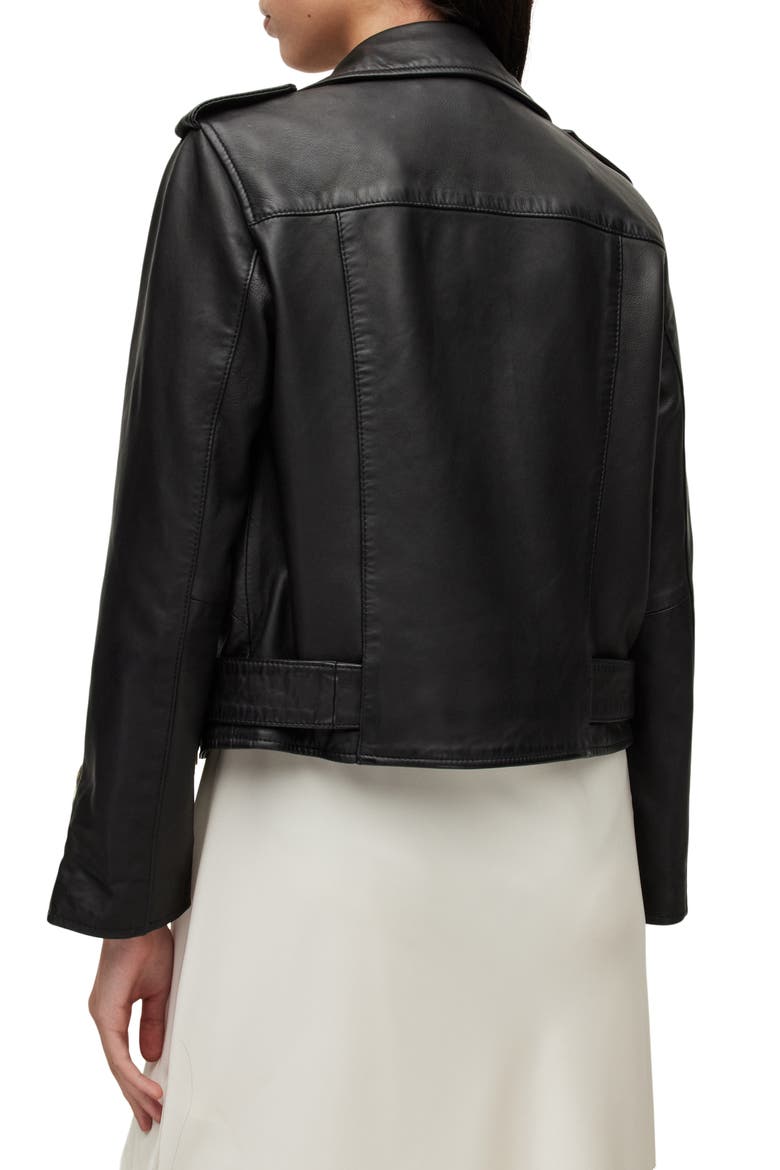 Balfern Sheepskin Leather Biker Jacket, Alternate, color, BLACK/ GOLD