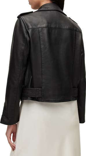 AllSaints Balfern Sheepskin Leather Biker Jacket | Nordstrom