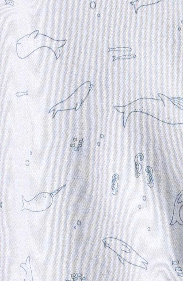 Nordstrom Print Cotton Footie Romper, Alternate, color, Blue Ice Sea Animals
