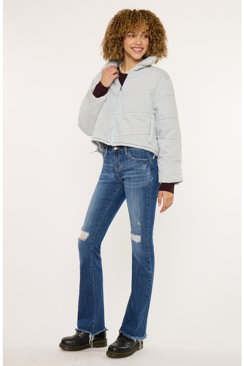 Luciana Denim Puffer Jacket, Alternate, color, Light Wash
