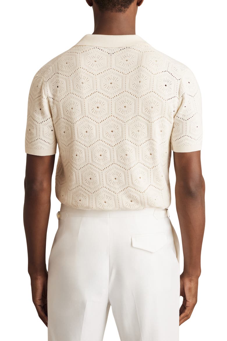 Royce Open Stitch Button-Up Polo Sweater, Alternate, color, OFF WHITE