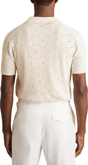 Royce Open Stitch Button-Up Polo Sweater