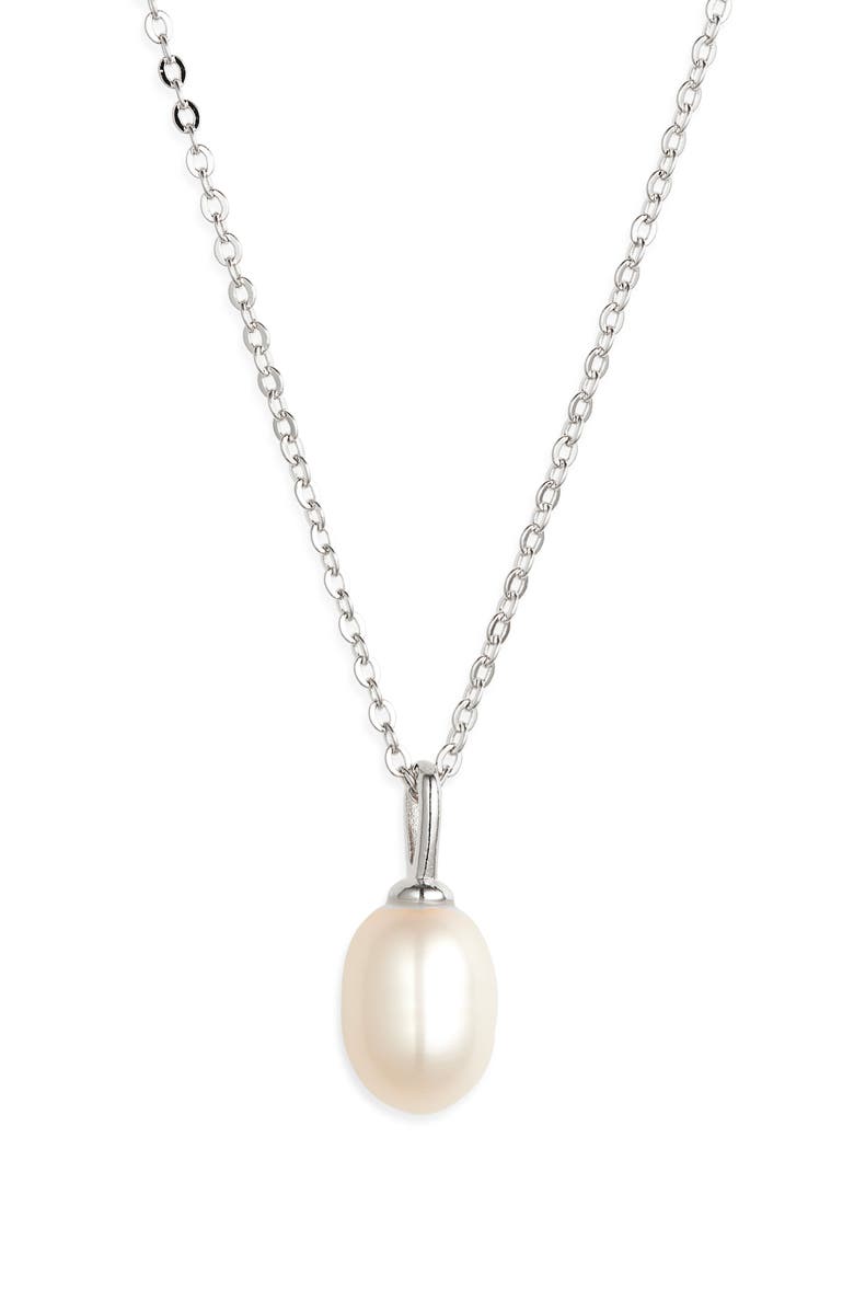 Nordstrom Demi Fine Dainty Freshwater Pearl Pendant Necklace, Main, color, Sterling Silver Plated