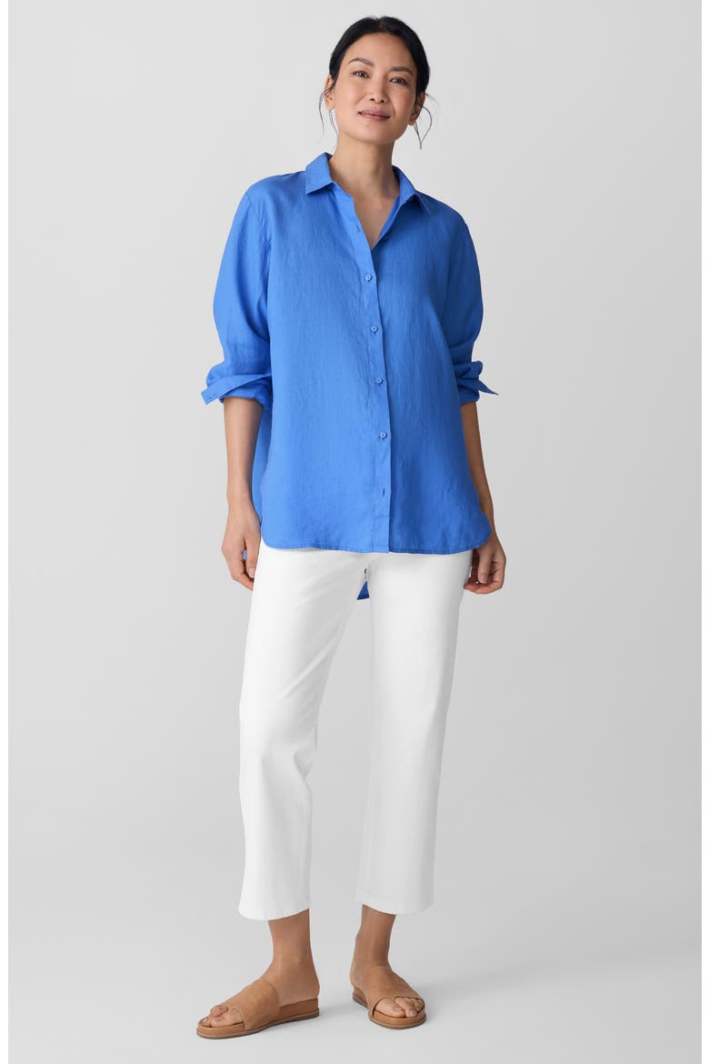 Classic Collar Organic Linen Long Button-Up Shirt, Alternate, color, ULTMA