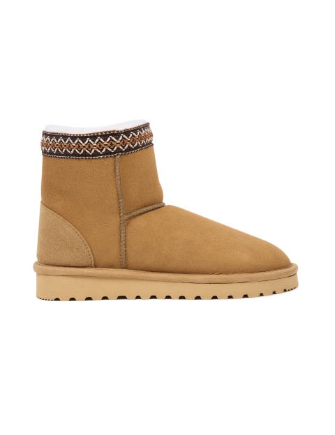 Braid Trim Shearling Shortie Boot