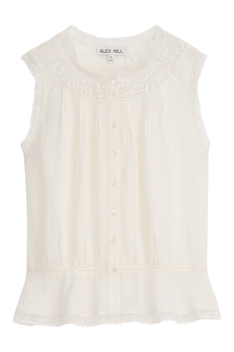 Collette Lace Trim Ruffle Sleeveless Top, Alternate, color, IVORY