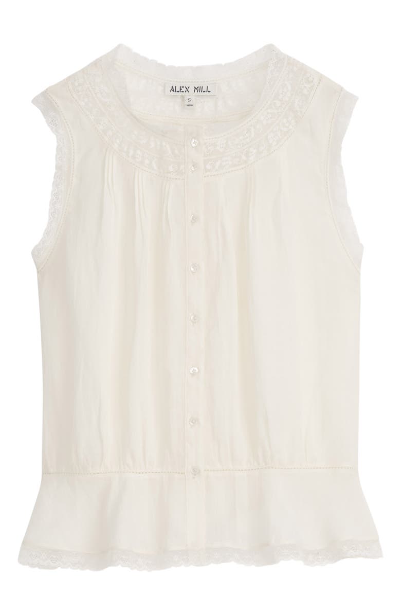 Alex Mill Collette Lace Trim Ruffle Sleeveless Top, Alternate, color, Ivory